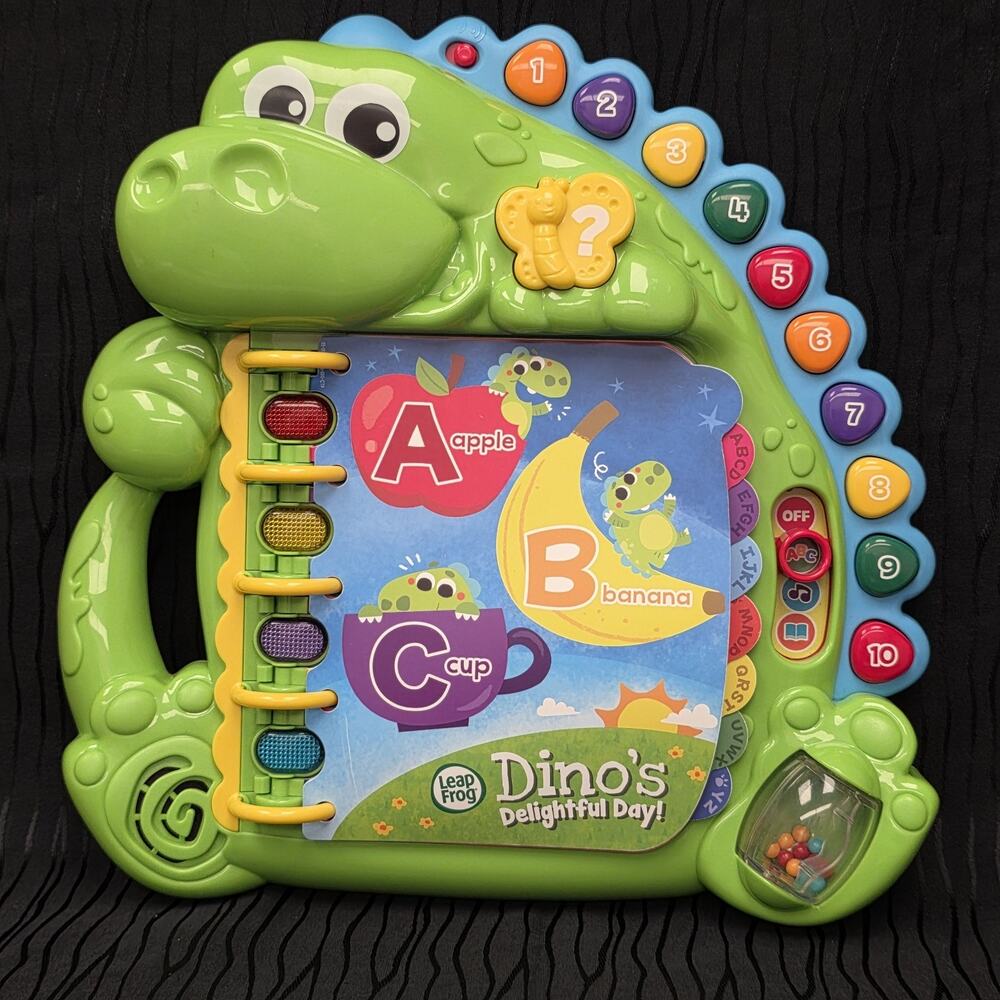 LeapFrog Dino’s Delightful Day Interactive Learning Book Alphabet Numbers Toy Te